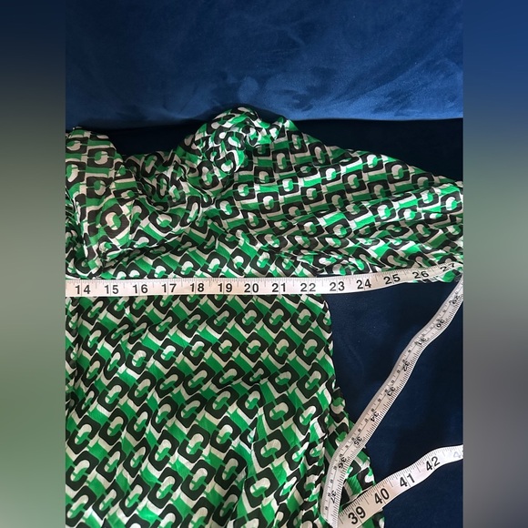 Heidi Print Long Sleeve Shift Dress Diane Von Furstenberg Size Large. Green. - Picture 14 of 16